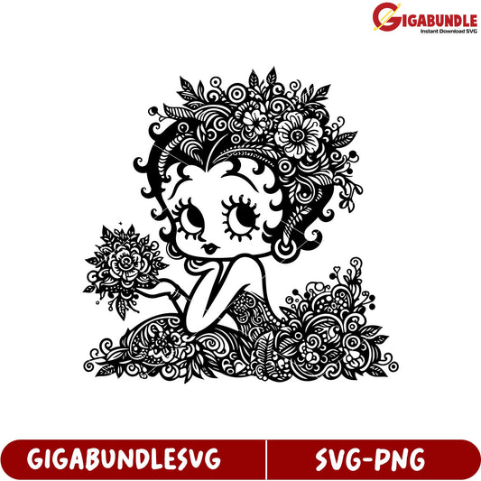 Charming Floral Girl SVG Design for Creative Craft Projects
