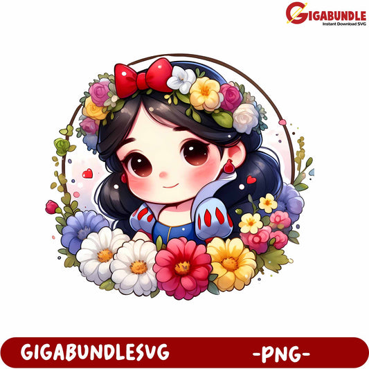 Charming Floral Princess Artwork PNG Format for Instant Download