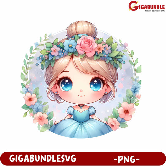 Charming Floral Princess PNG - Cute Digital Artwork Download