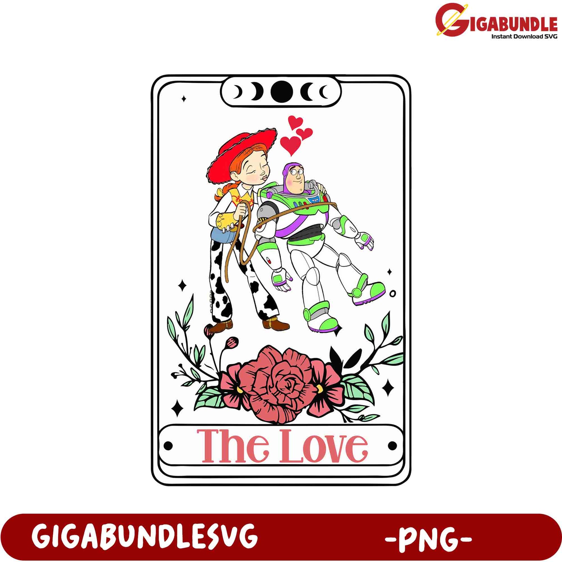 Charming Love PNG Art Featuring Jessy and Buzz Lightyear Design