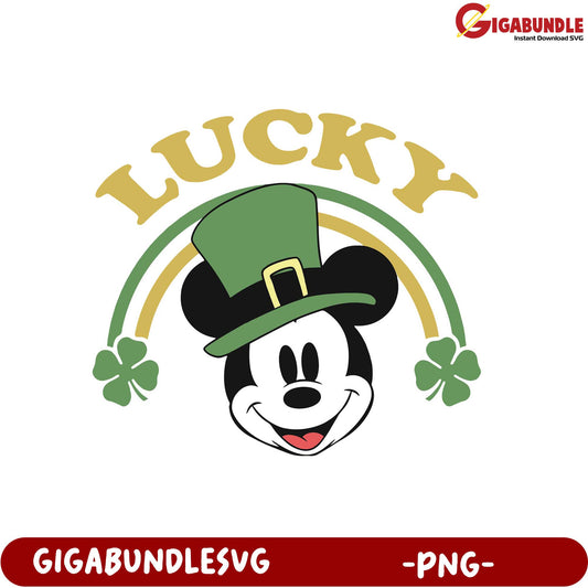 Charming Lucky Mickey Mouse PNG Design for St. Patrick’s Day