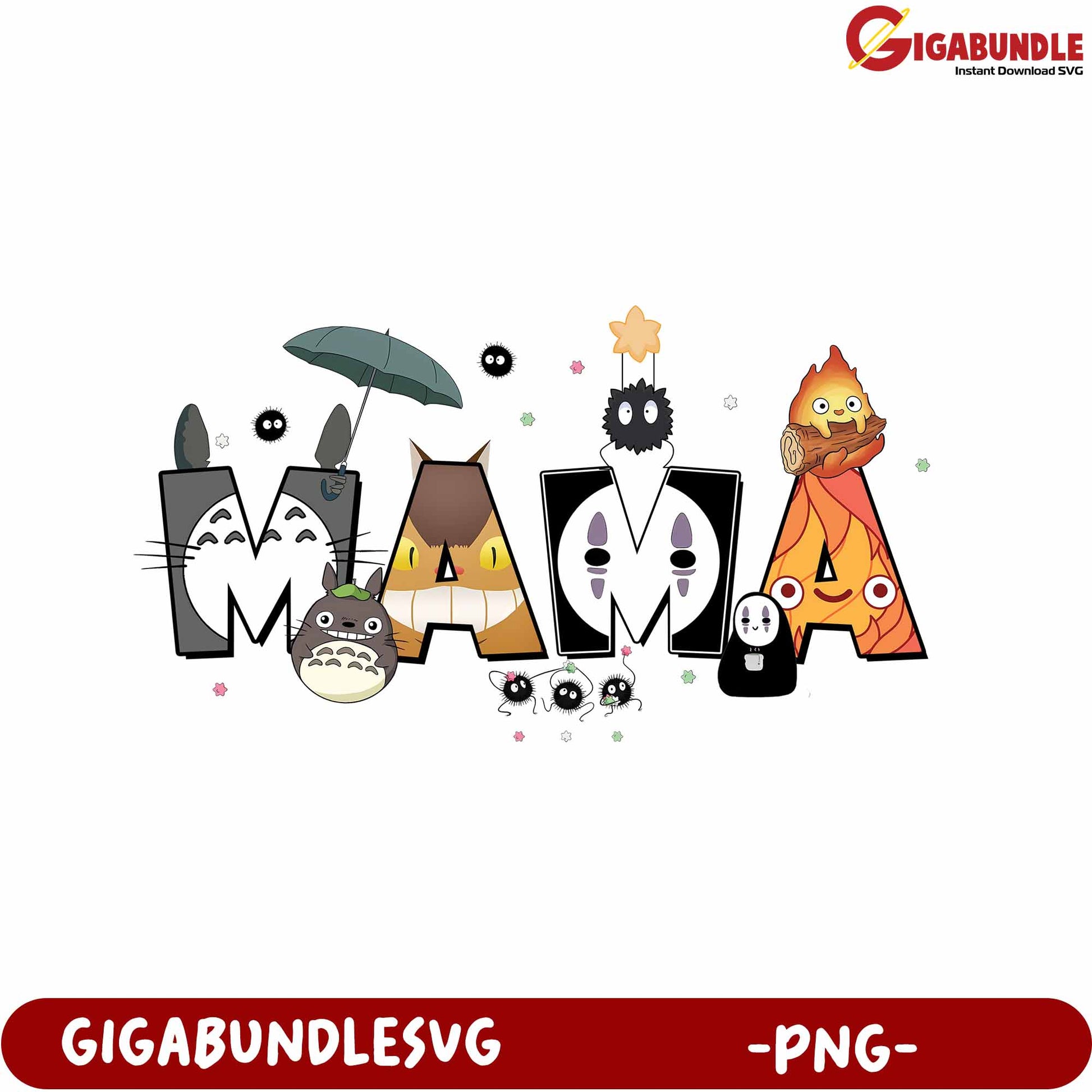 Charming Mama Character Design PNG with Cute Creatures Fun Art