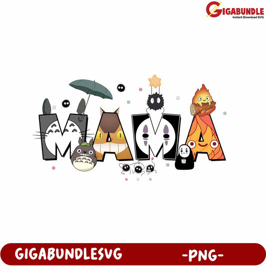 Charming Mama Character Design PNG with Cute Creatures Fun Art