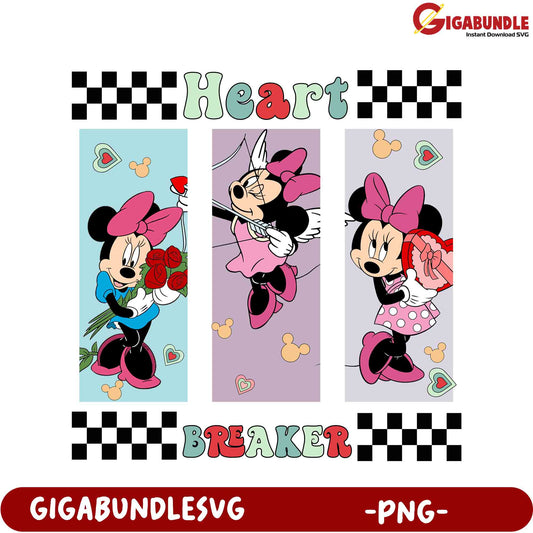 Charming Minnie Mouse Heart Breaker PNG Design for Valentine's Day