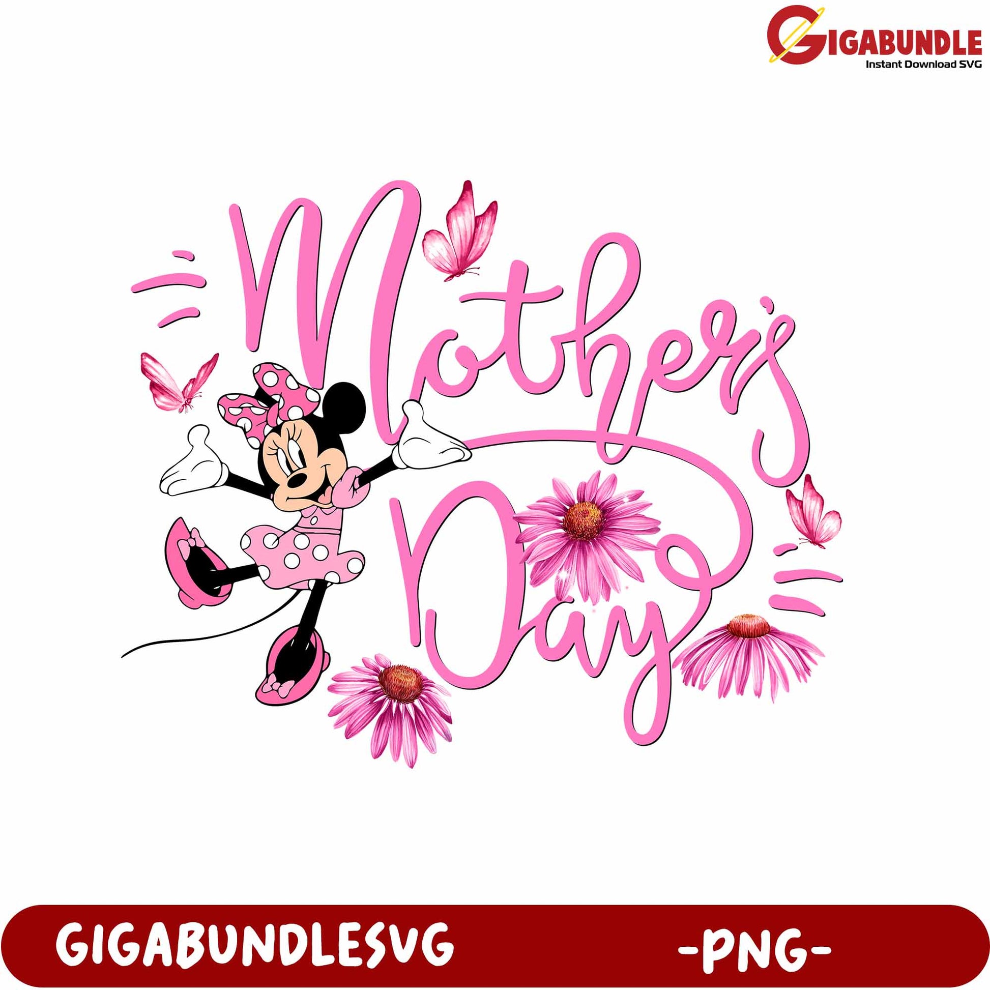 Charming Minnie Mouse Mother's Day PNG Graphic for Celebrations