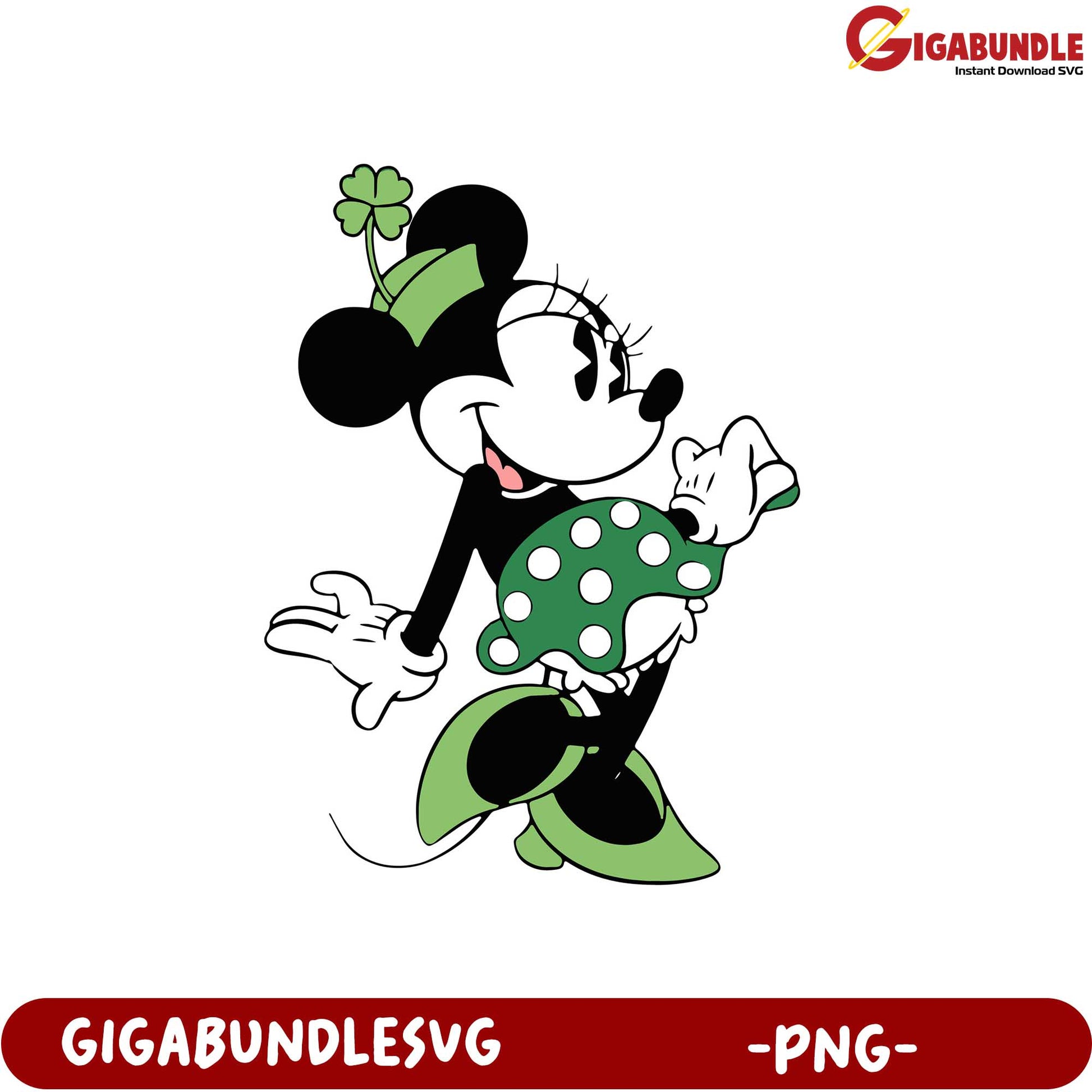 Charming Minnie Mouse PNG - Perfect for St. Patrick's Day Crafts