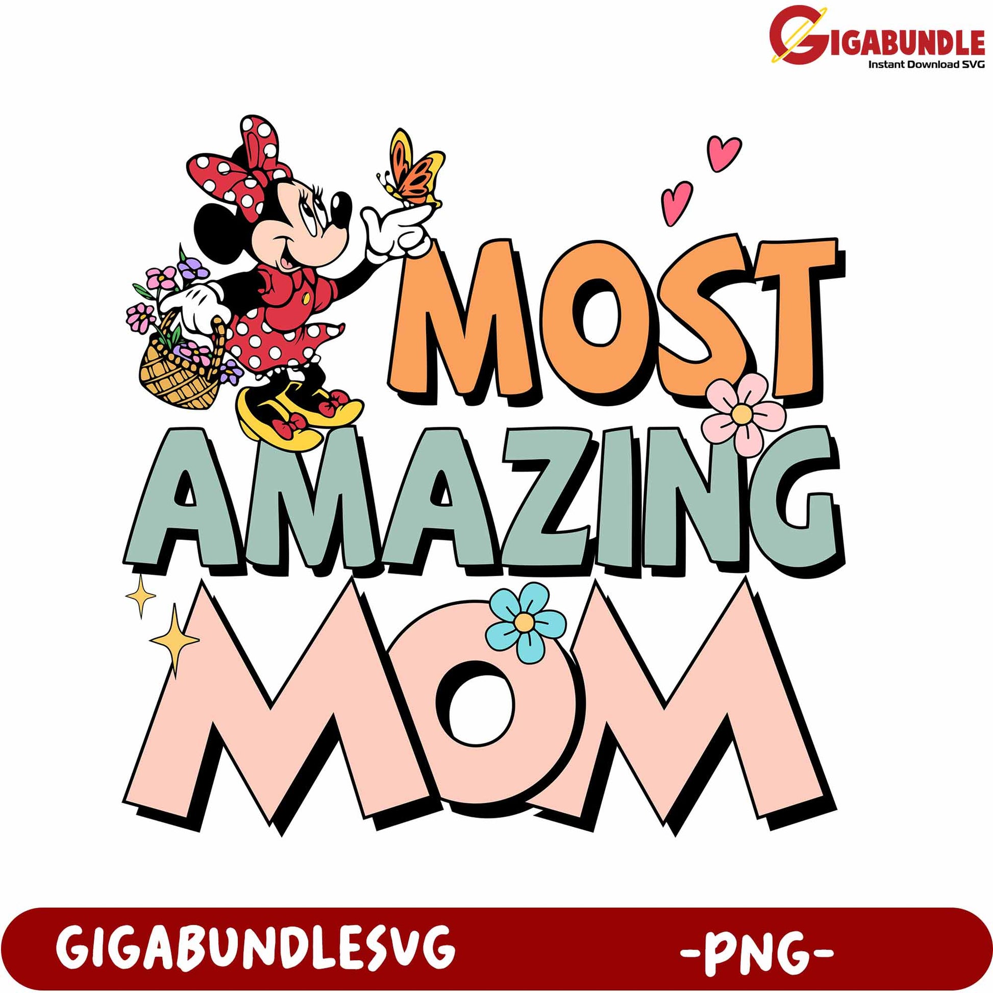 Charming Most Amazing Mom PNG Design with Minnie Mouse Theme