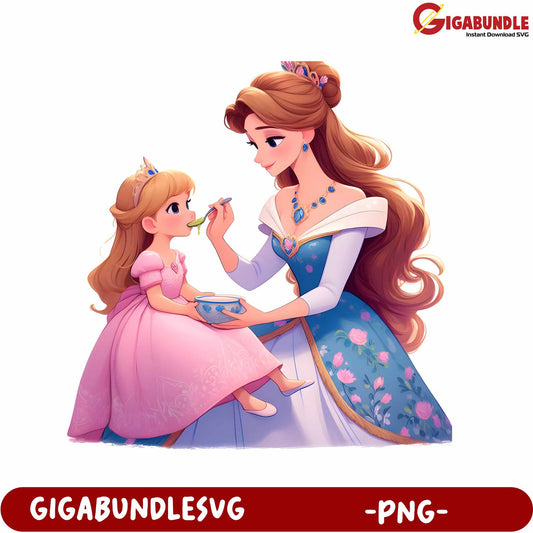 Charming Mother-Daughter Moment Illustration in PNG Format