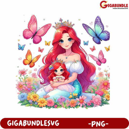 Charming Mother and Daughter Fairy Tale Butterflies PNG Art