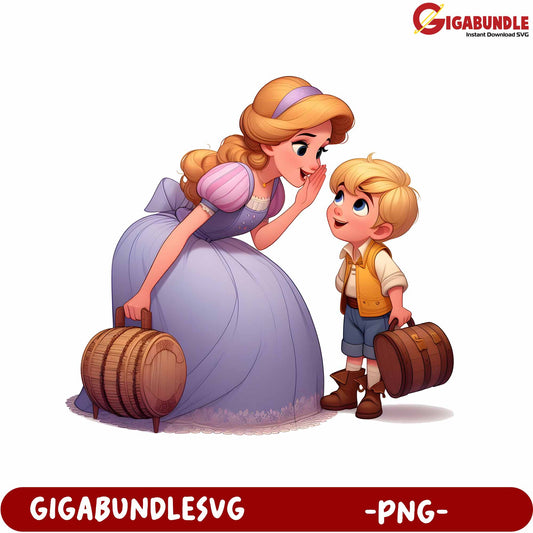 Charming Mother and Son Character Illustration PNG Download