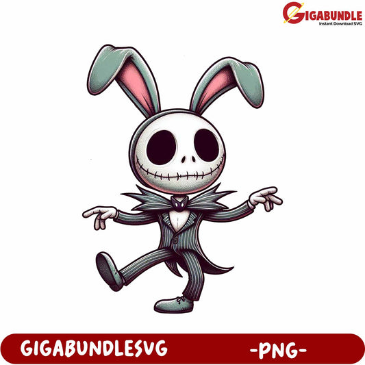 Charming Skeleton Bunny Character PNG for Creative Projects