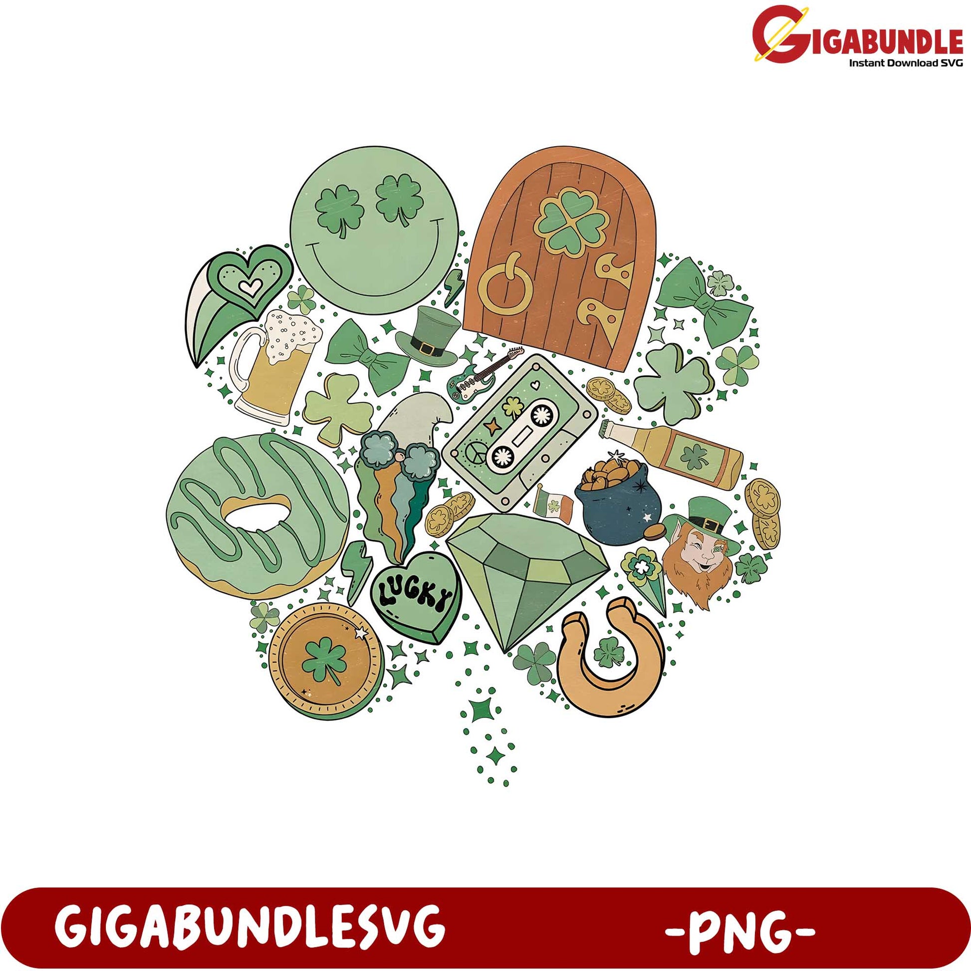 Charming St. Patrick's Day PNG Bundle Luck and Greenery Décor