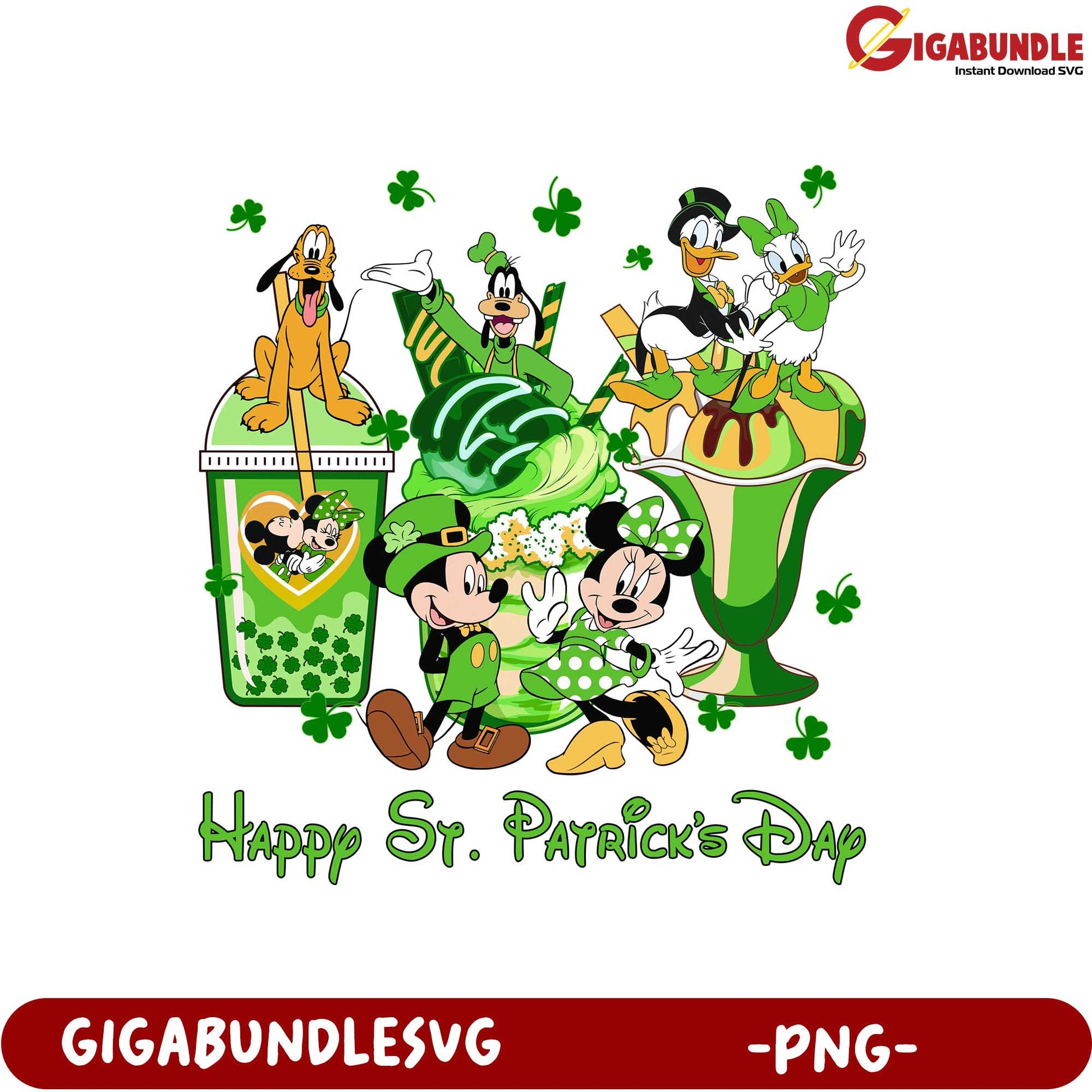 Charming St. Patrick's Day PNG with Mickey and Friends Design