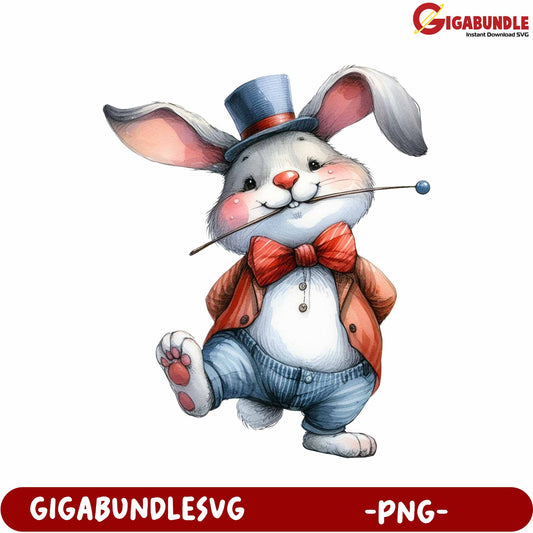 Charming Vintage Rabbit Character PNG for Creative Projects