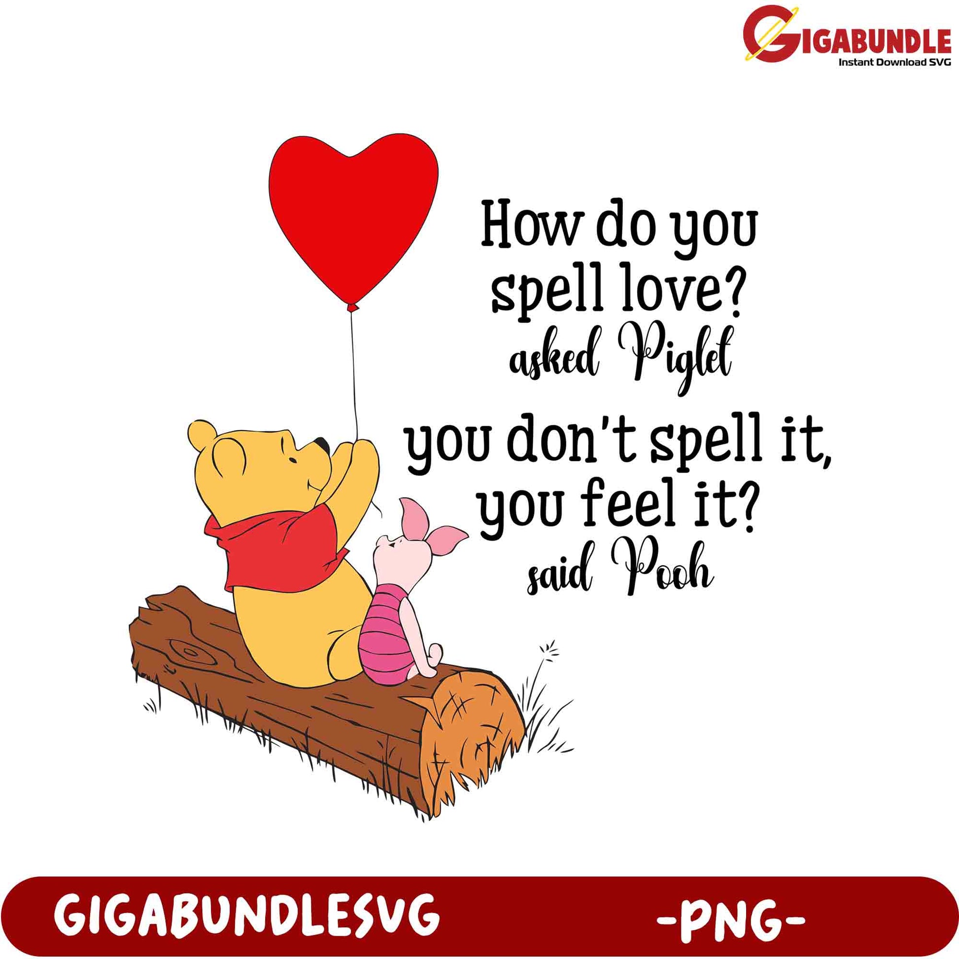 Charming Winnie the Pooh Quote on Love Cute PNG Design for All Ages