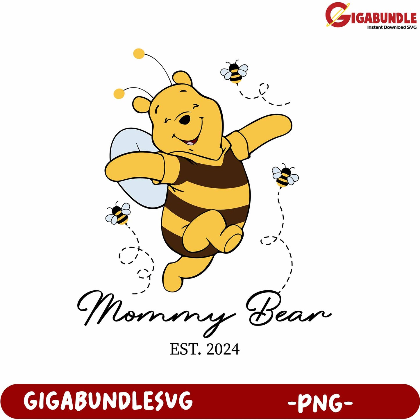 Cheerful Bee Character Design for Mommy Bear PNG 2024