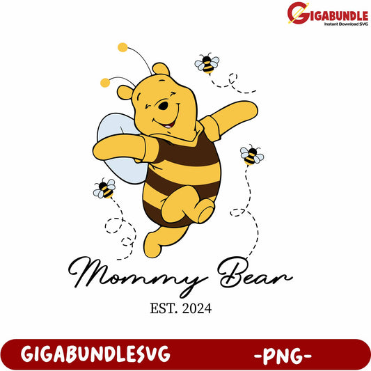 Cheerful Bee Character Design for Mommy Bear PNG 2024