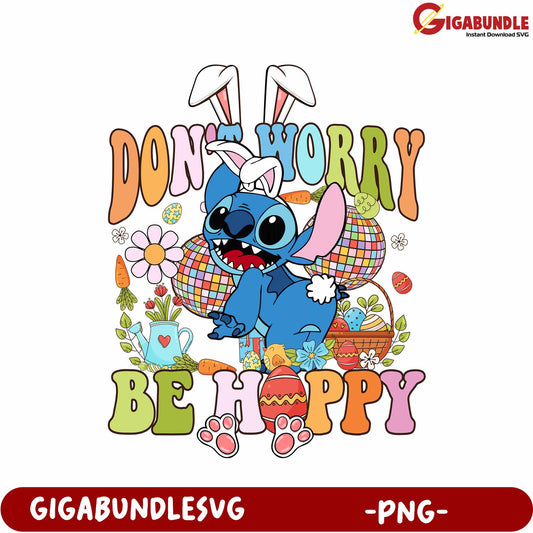 Cheerful Bunny Stitch PNG with Joyful Easter Design Artwork