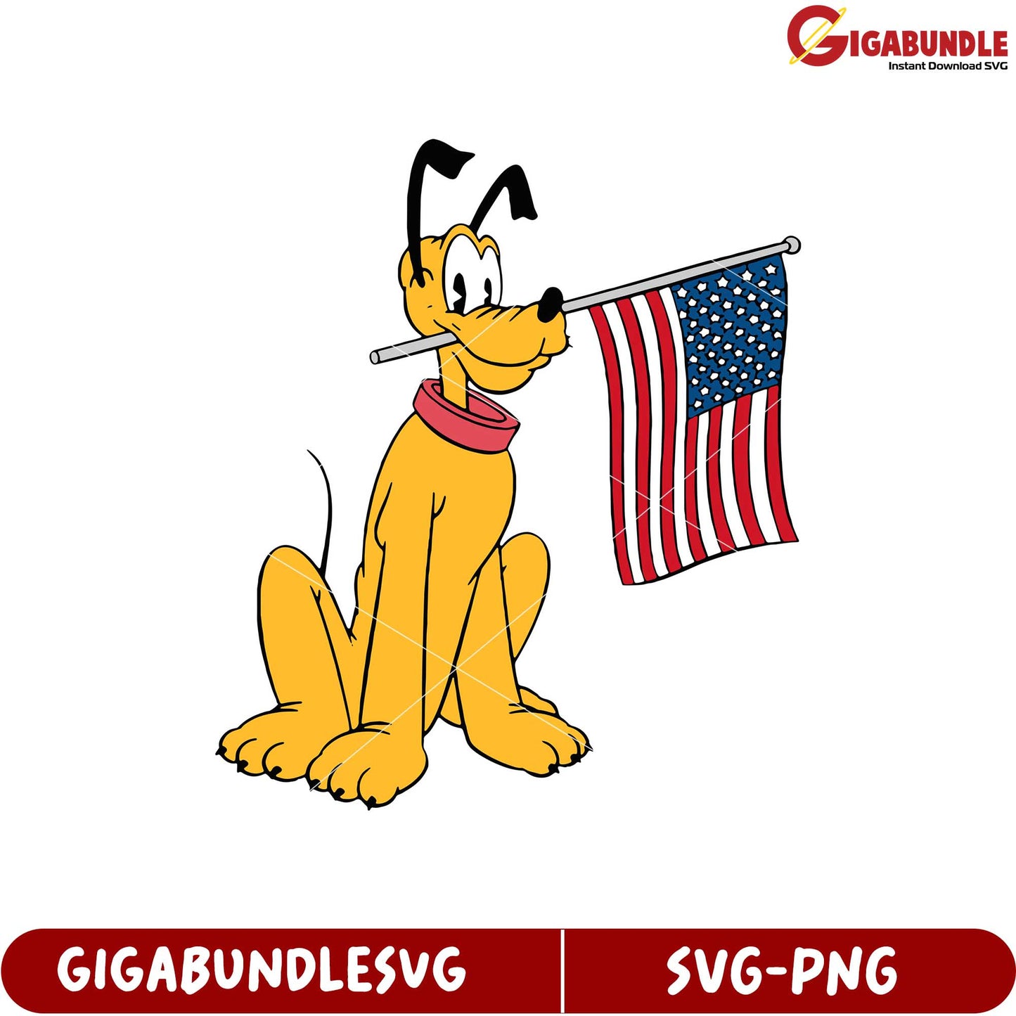 Cheerful Cartoon Dog Holding American Flag SVG Download for Crafts