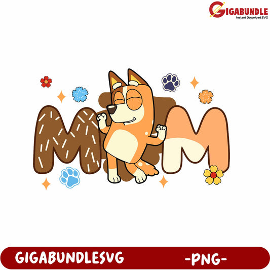 Cheerful Dog Illustration with Fun Letters and Colorful Accents PNG