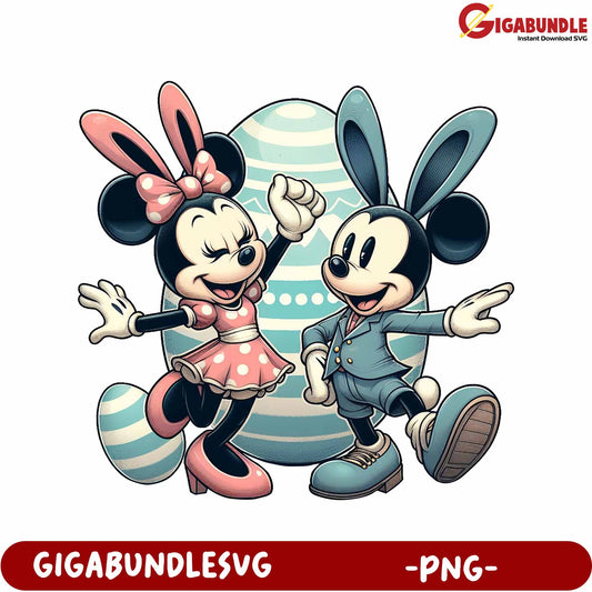 Cheerful Mickey and Minnie Mouse Easter PNG Art for Fans