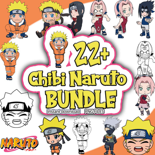 22+ Chibi Naruto Bundle, Cute Cartoon PNG Files