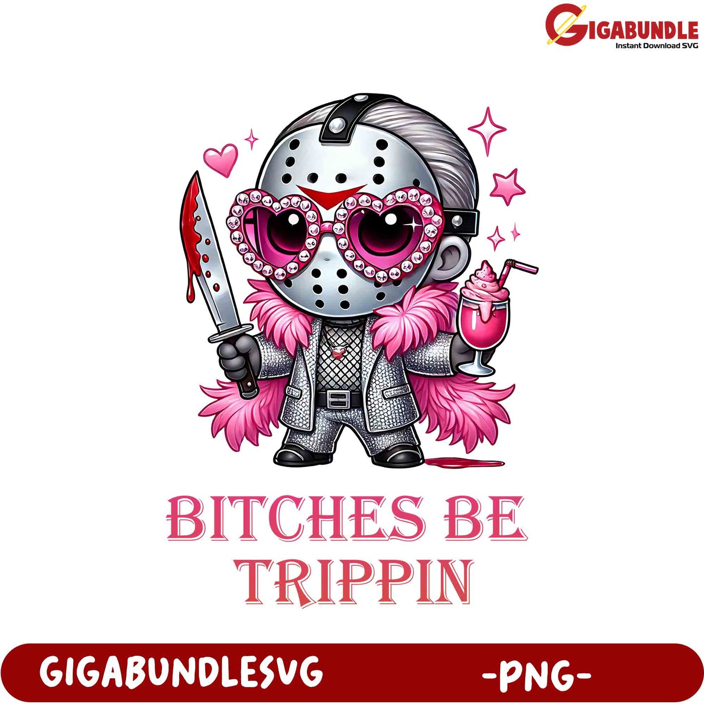 Chic and Playful 'Bitches Be Trippin' PNG Art for Fun Designs