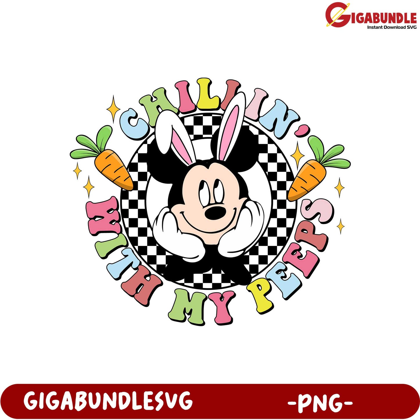 Chillin' with My Peeps PNG Design Featuring Bunny Mickey Mouse