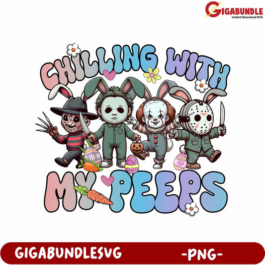 Chilling With My Peeps Easter Horror Character PNG Design