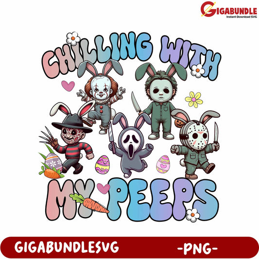 Chilling with Horror Icons Artwork for Easter Celebrations - PNG
