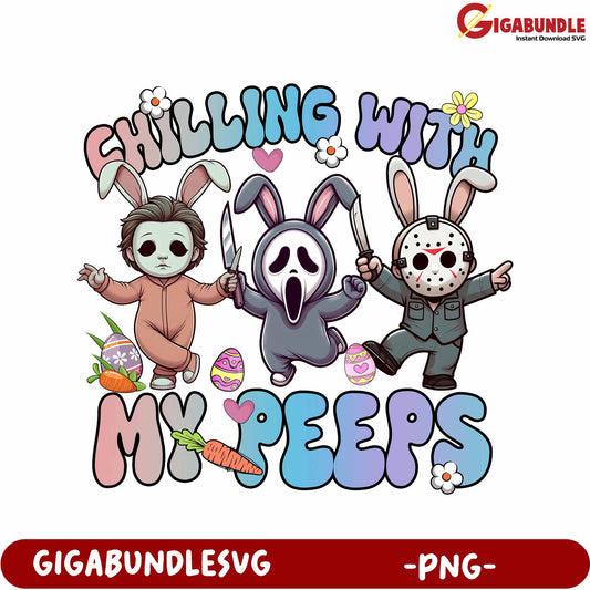 Chilling with My Peeps Fun Easter Horror Character PNG Art
