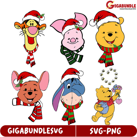 Christmas SVG Bundle Winnie the Pooh & Friends Characters