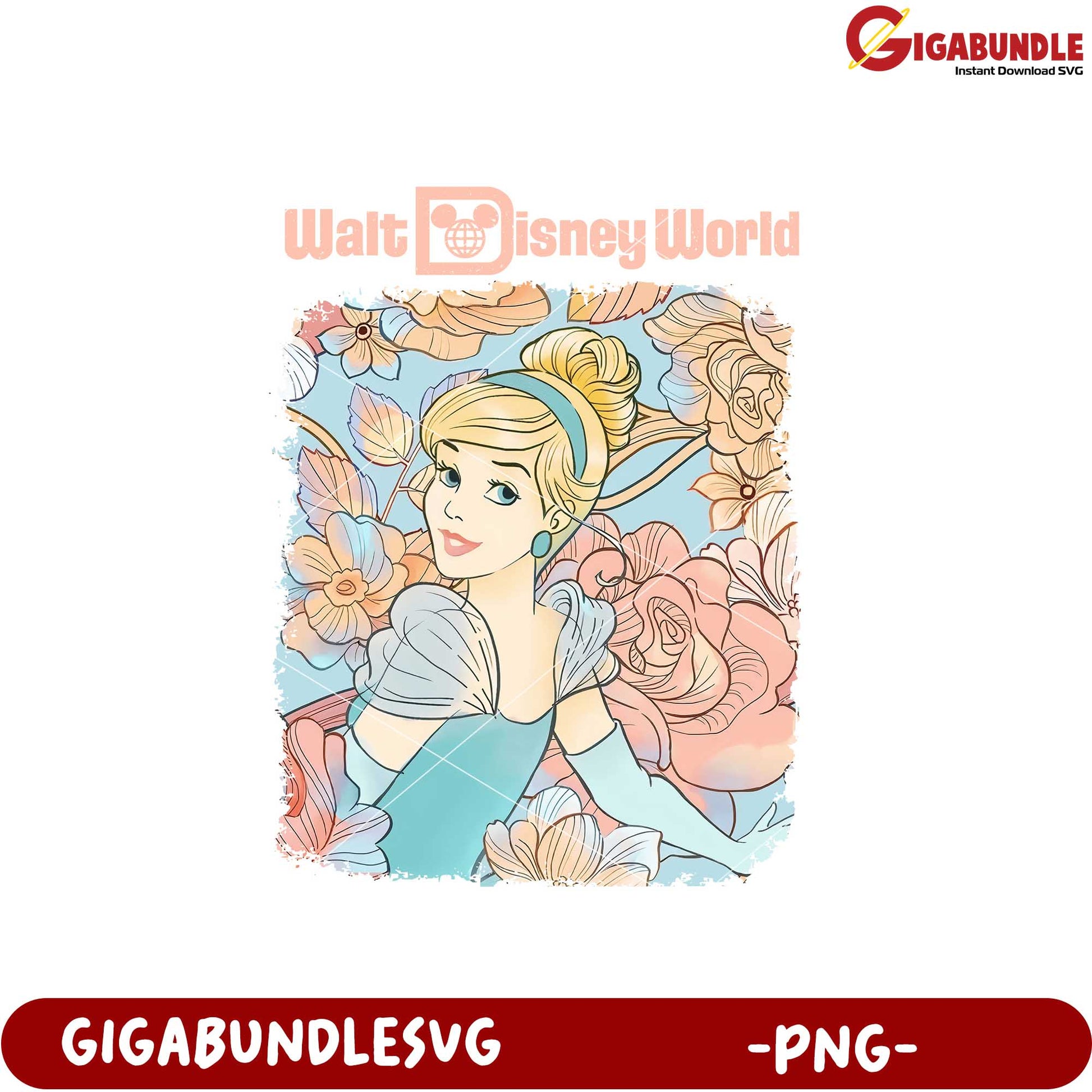 Cinderella Floral Design PNG for Disney Fans Art