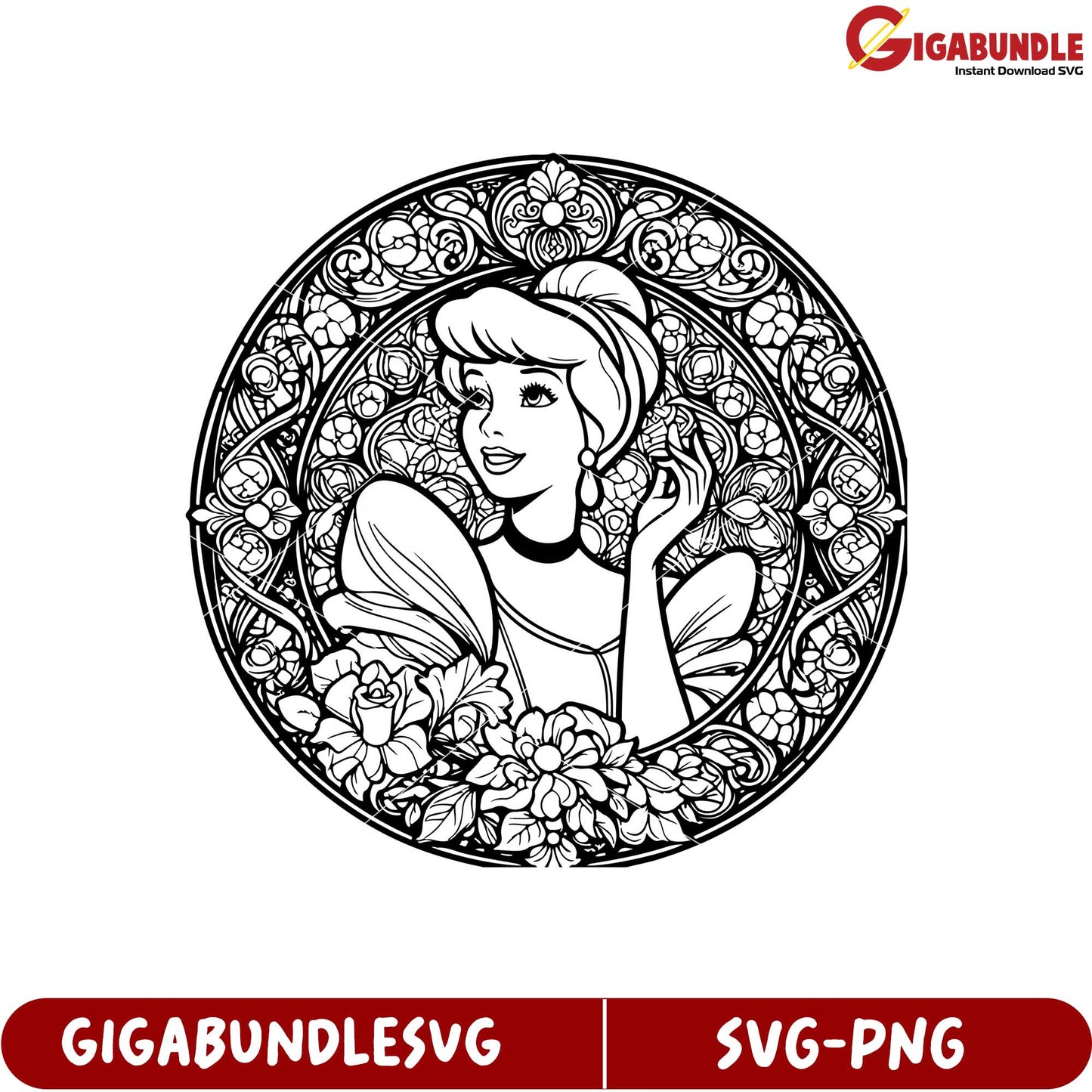 Cinderella Floral Design SVG for Crafting and Personal Projects
