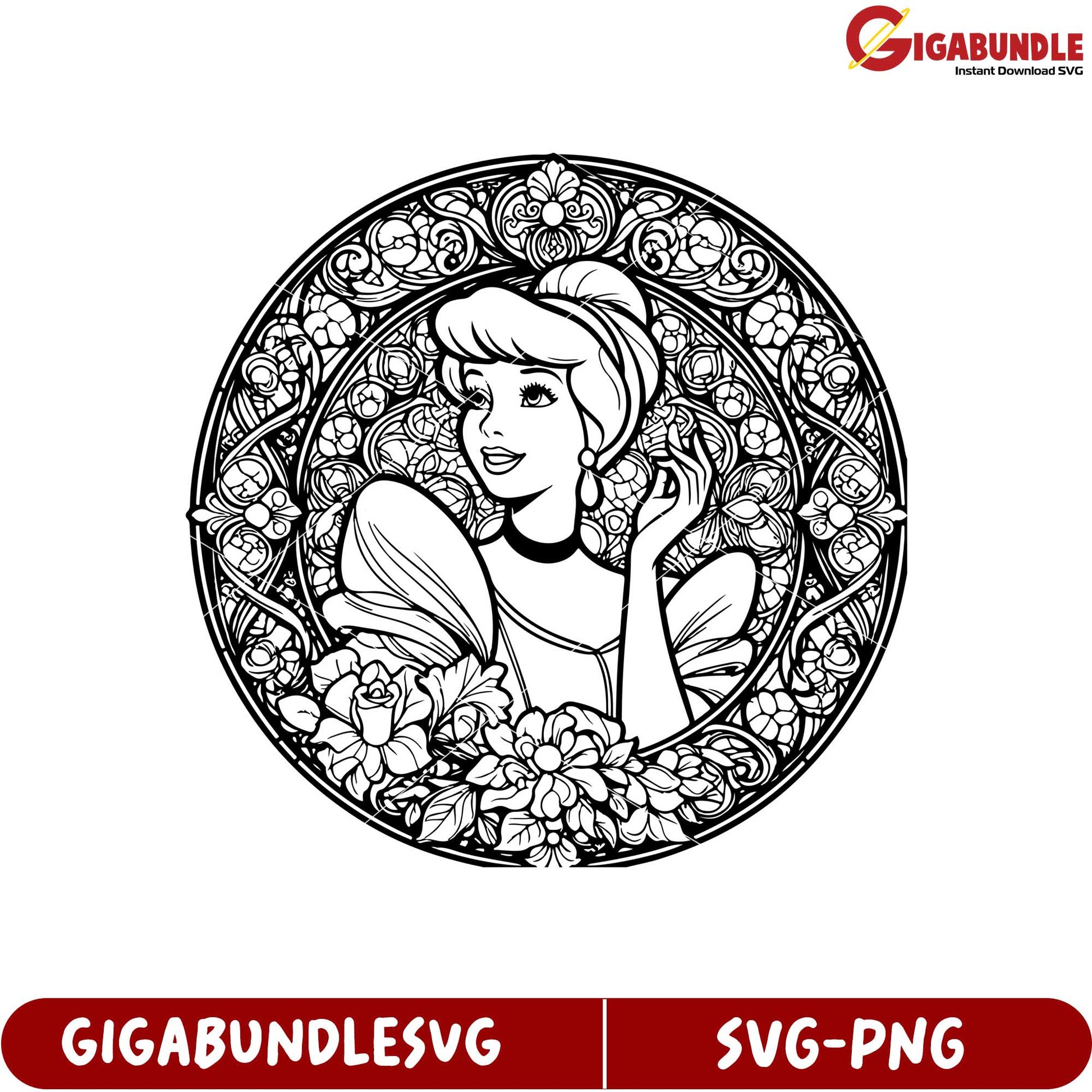 Cinderella Floral Design SVG for Crafting and Personal Projects