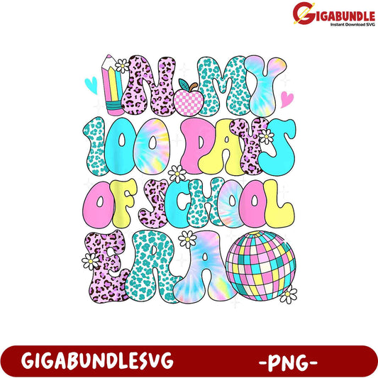 Colorful 100 Days of School PNG Design for Fun Projects