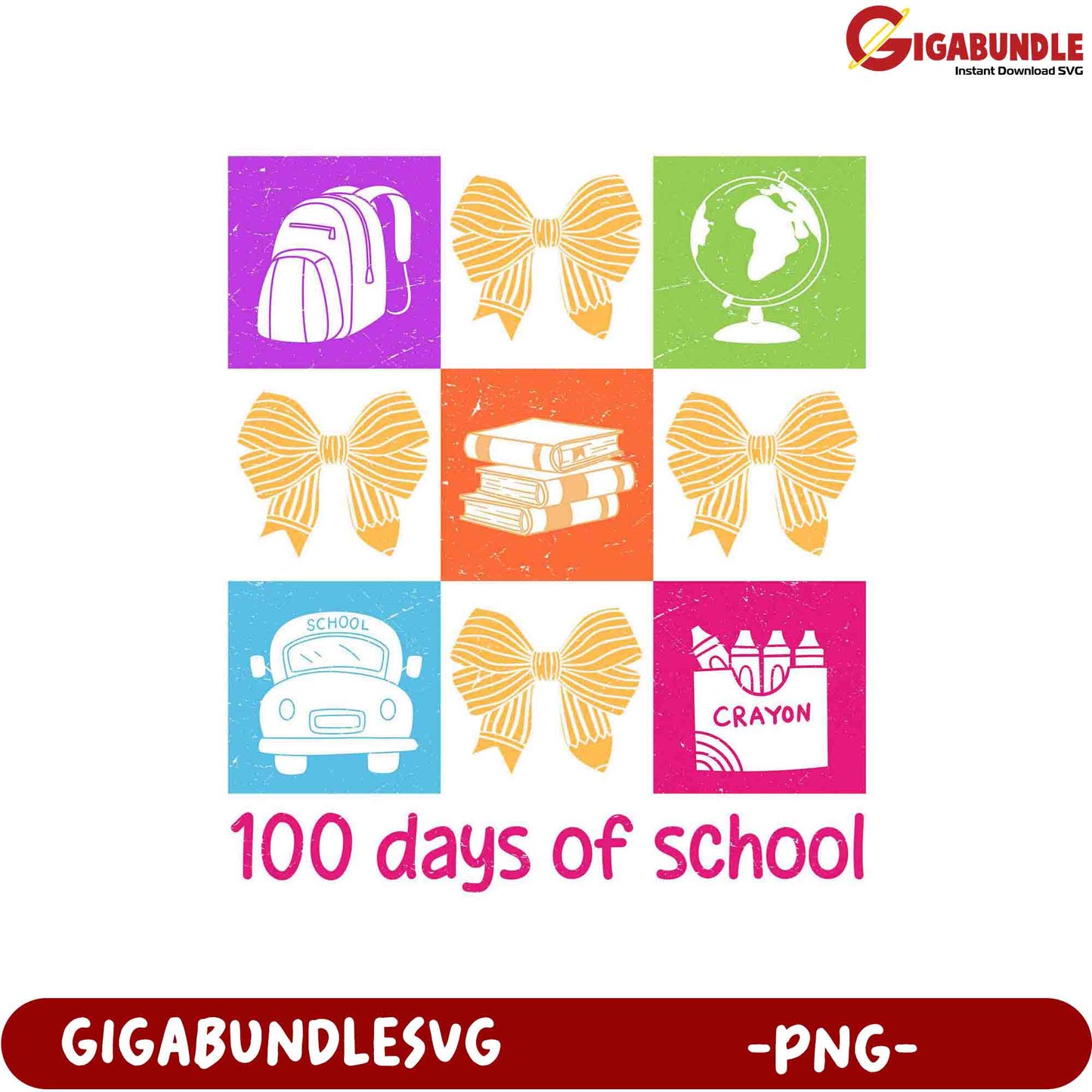 Colorful 100 Days of School PNG Design for Kids