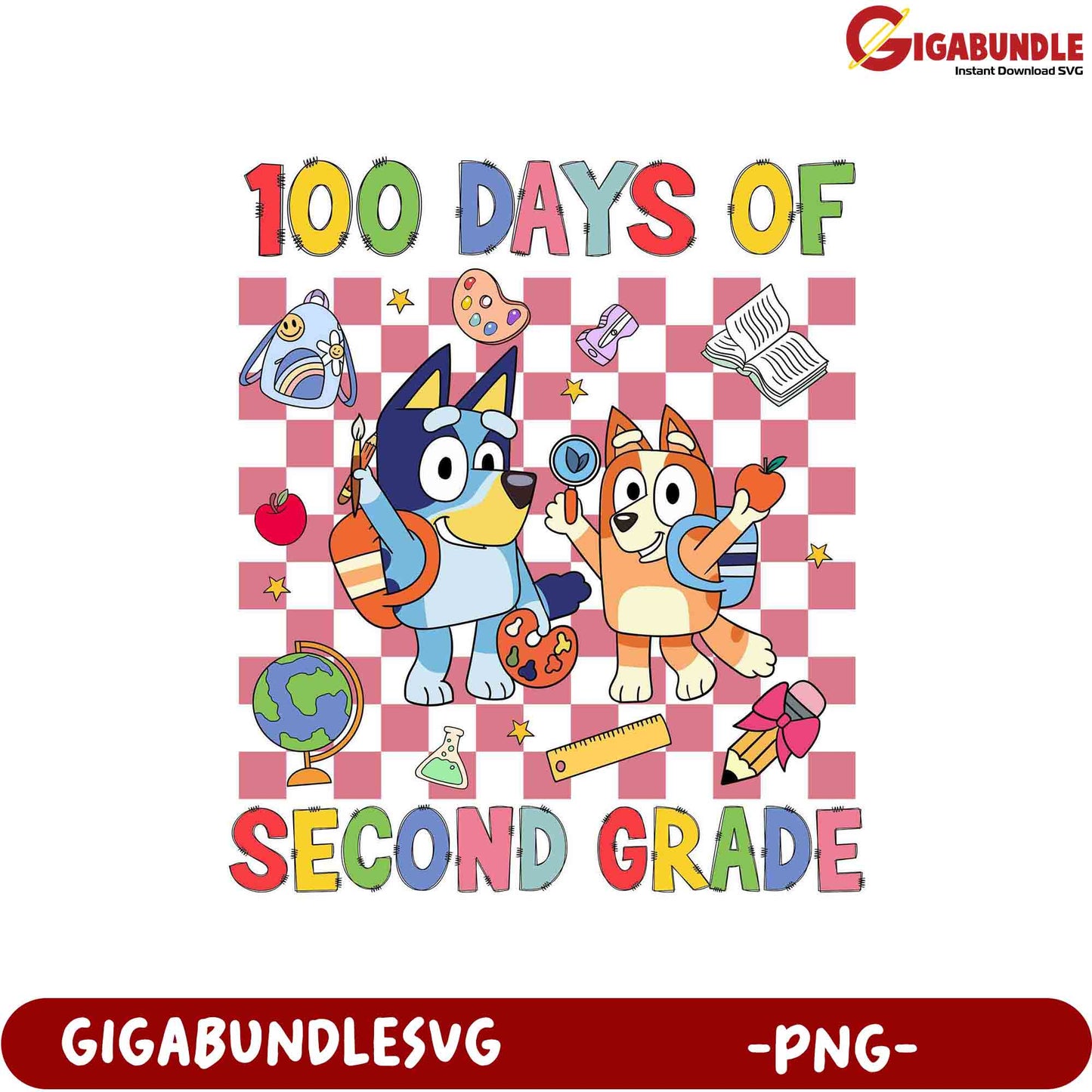 Colorful 100 Days of Second Grade PNG Design for Kids