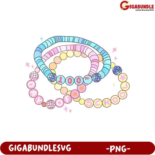 Colorful Beaded Bracelets for School Celebration PNG