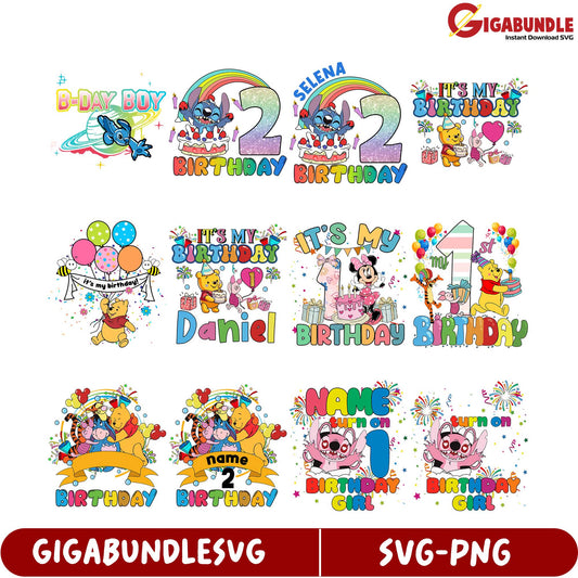 Colorful Birthday SVG Bundle Kids' Party Designs for All Ages