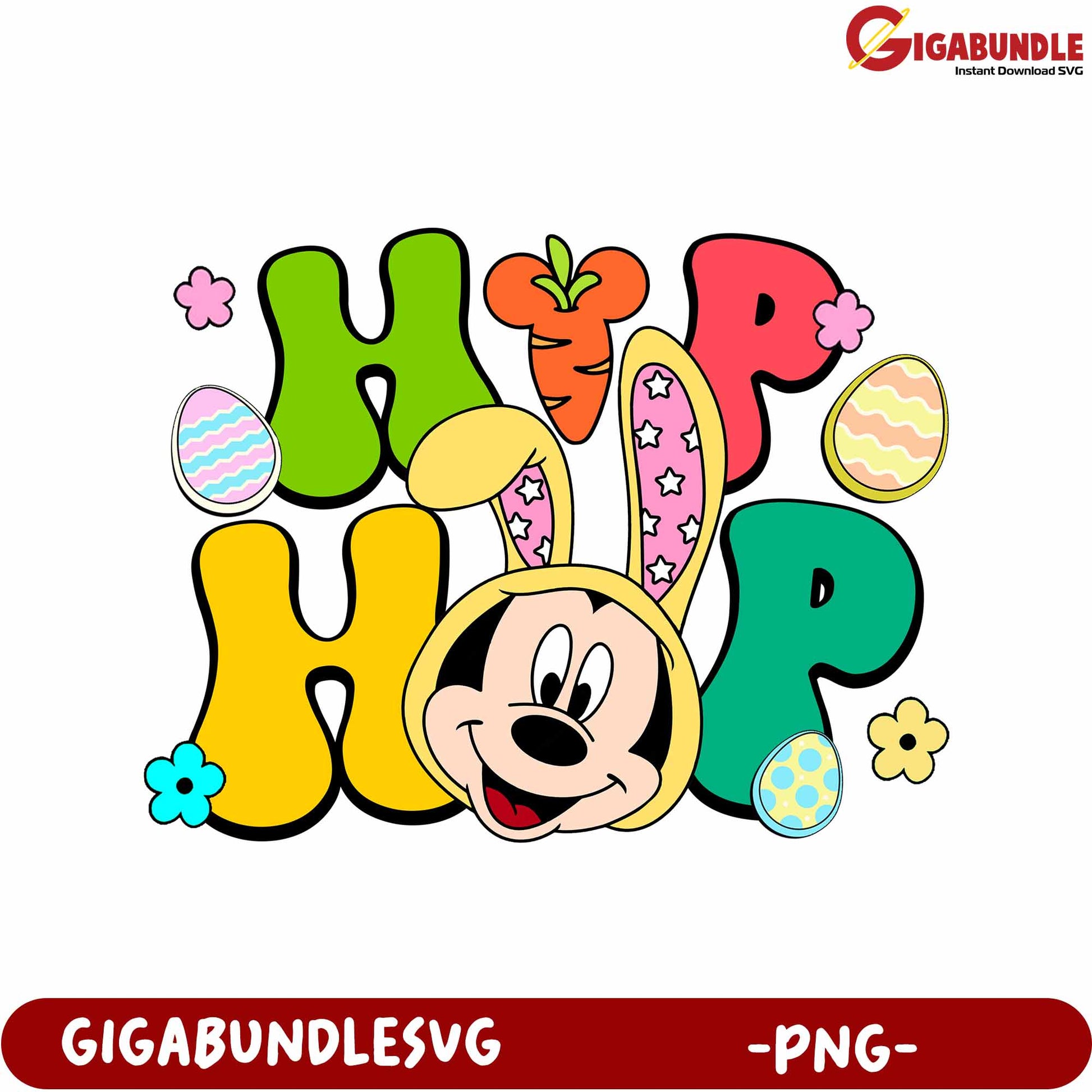 Colorful Bunny-Themed Easter PNG Design for Creative Projects