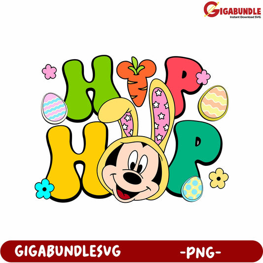 Colorful Bunny-Themed Easter PNG Design for Creative Projects