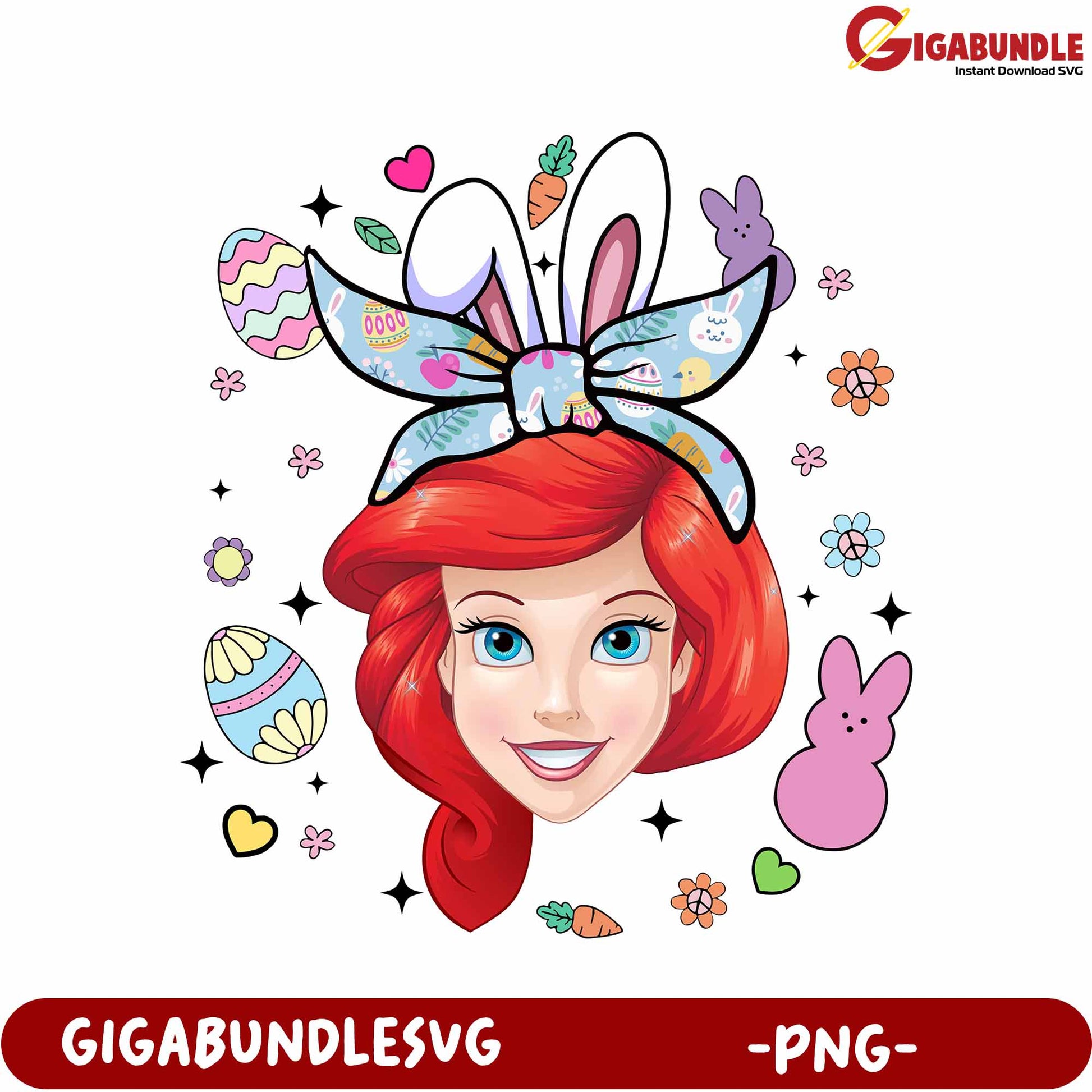 Colorful Bunny Bow PNG Image with Festive Easter Elements