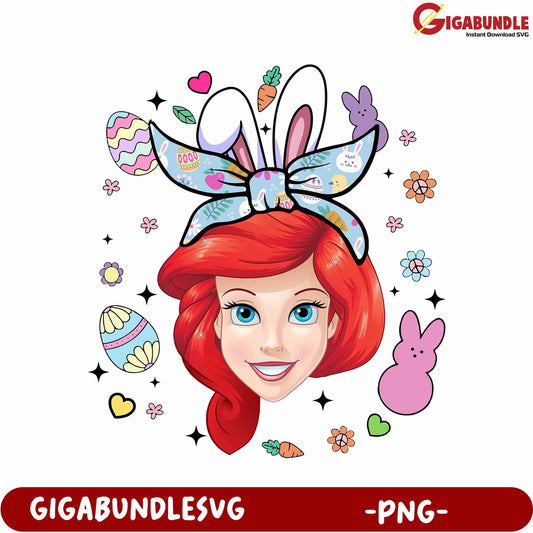 Colorful Bunny Bow PNG Image with Festive Easter Elements