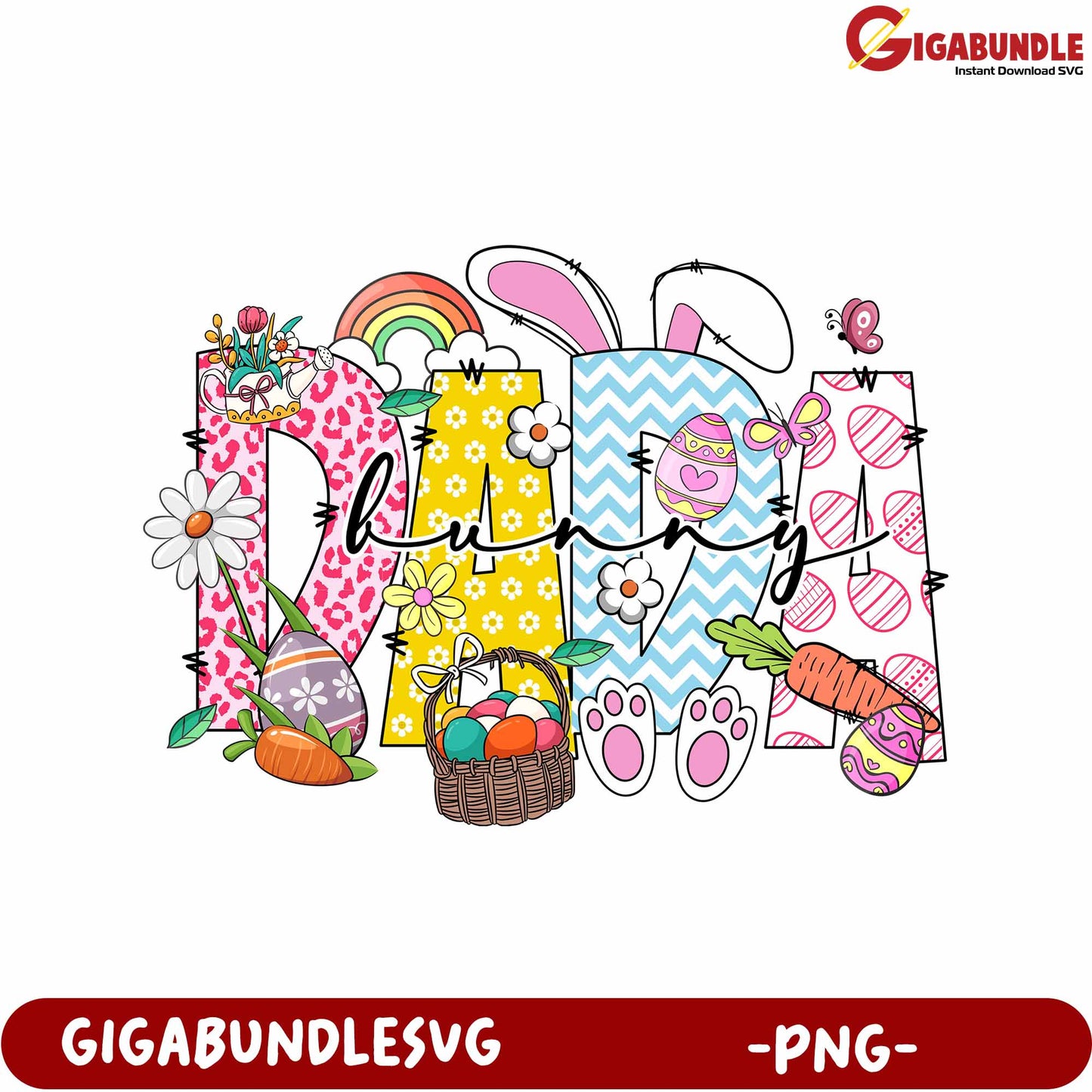 Colorful Bunny Design for Easter Celebration - PNG Format