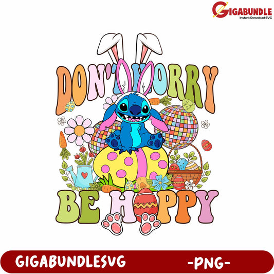 Colorful Bunny Design with Cheerful Message PNG Graphic Art