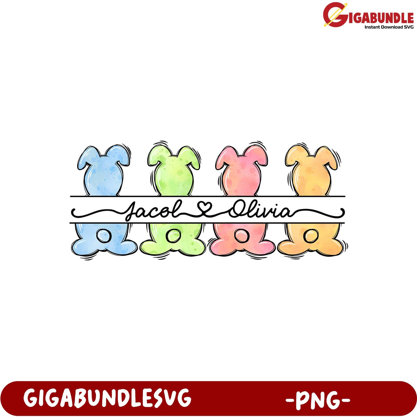 Colorful Bunny Family Graphic for Personalized Merchandise - PNG