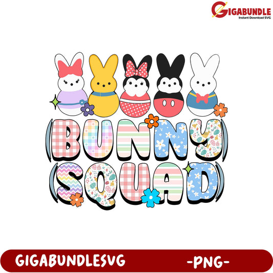 Colorful Bunny Squad PNG Design for Easter Crafts and Decor