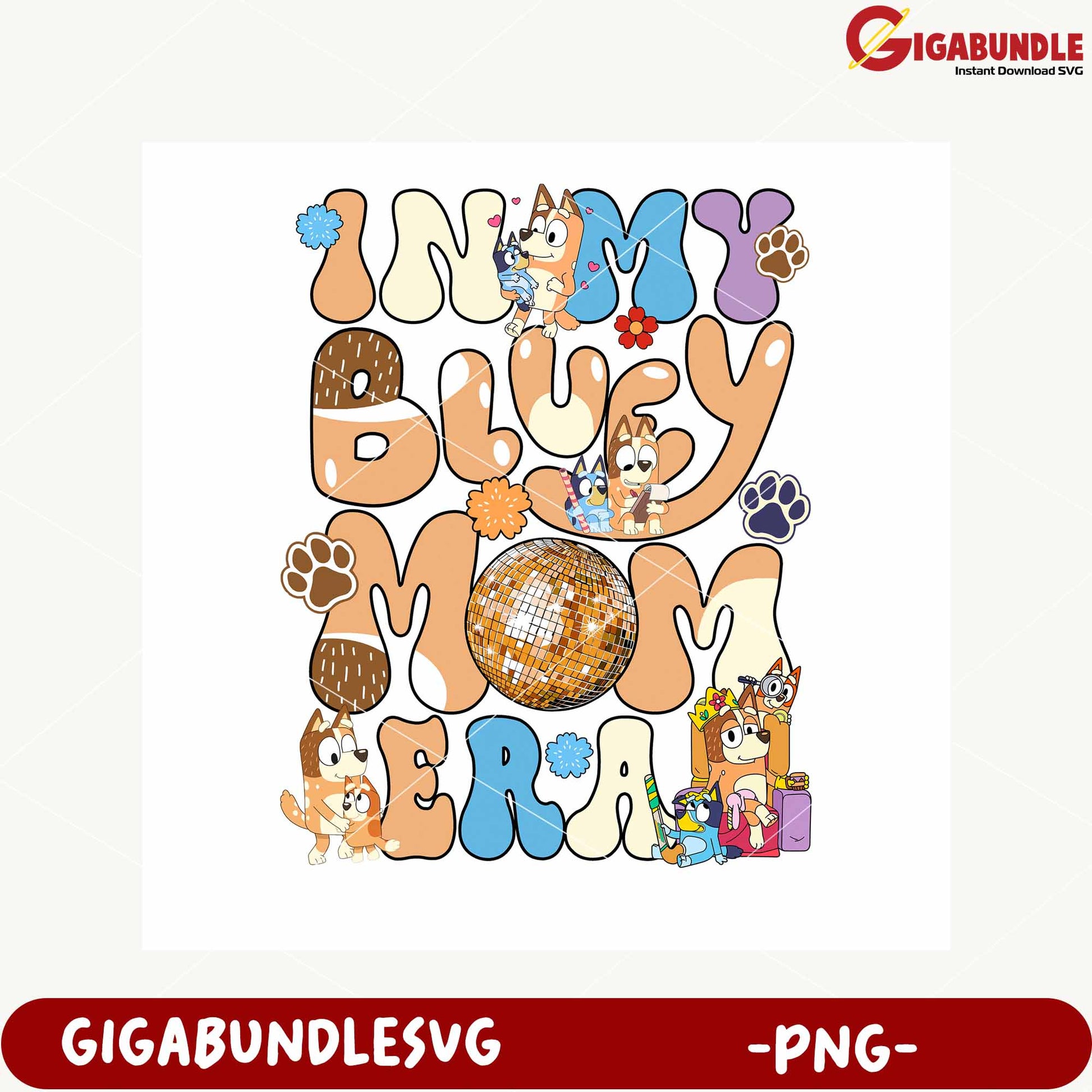 Colorful Busy Mom Graphic with Dog Characters PNG Design