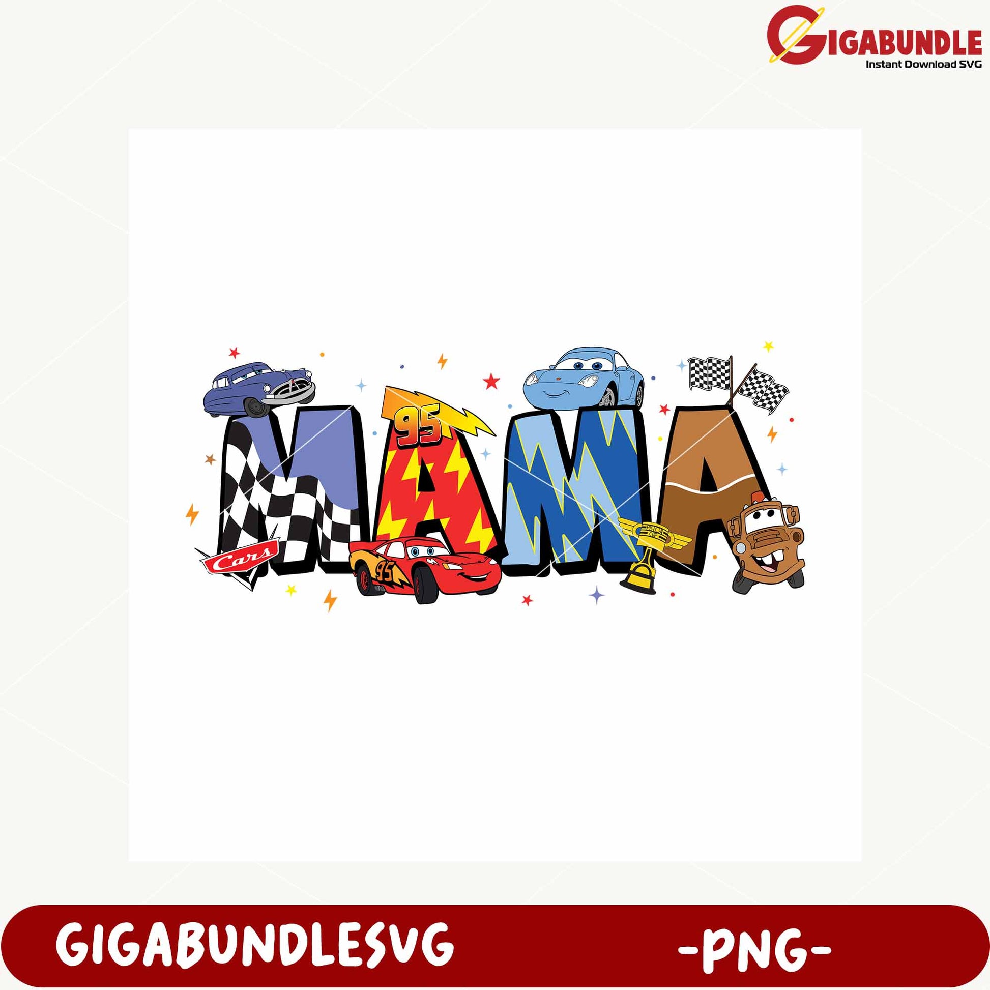 Colorful Cars Mama PNG Design for Kids Artwork